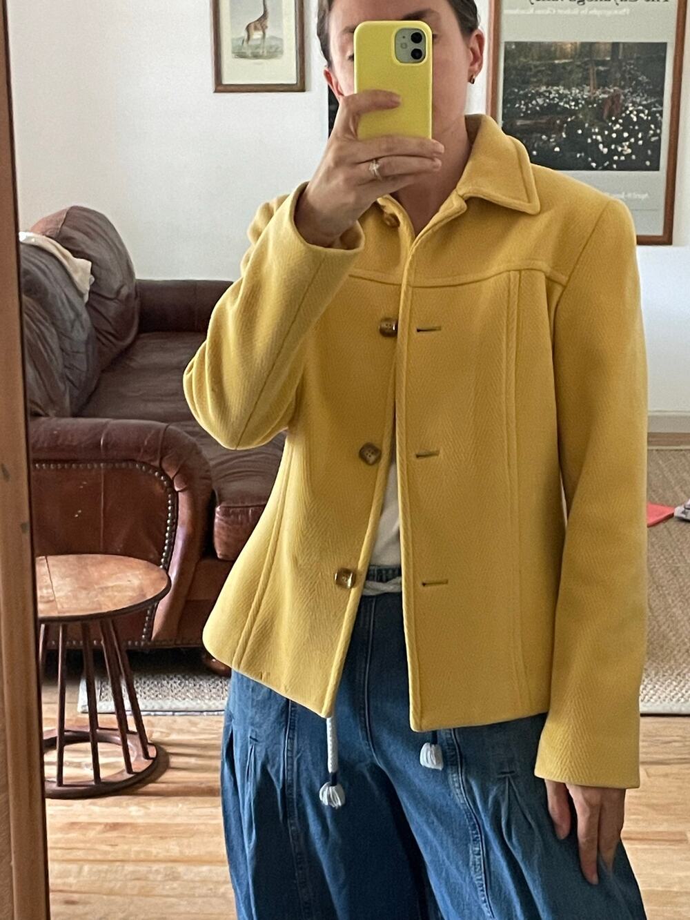 Yellow Lambswool Short Jacket Size Small